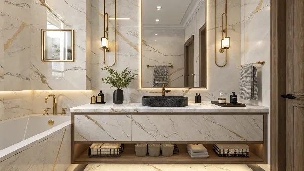 Marble bathroom countertop