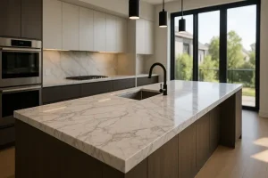 Marble kitchen island countertop